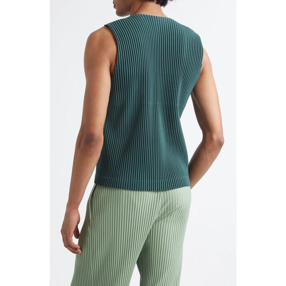 ISSEY MIYAKE HOMME PLISSÉ EVERGREEN V-NECK BUTTON UP TANK TOP VEST SIZE 3 M/L - Picture 5 of 16